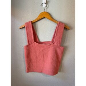 Daily Practice Anthropologie Tank Top Womens Sm Coral Pink Textured Knit Square